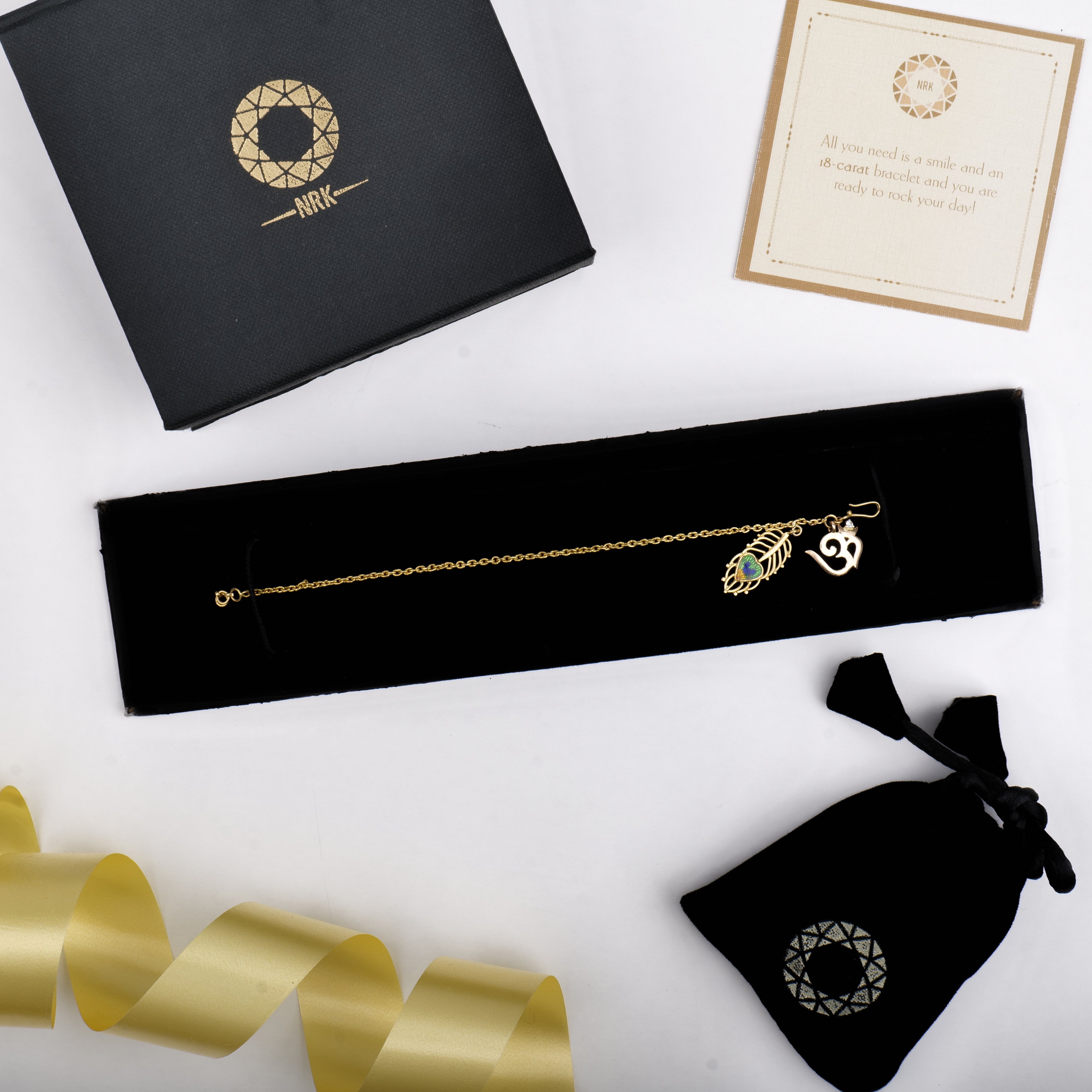 Mor Pankhi Om Charm Hanging Bracelet