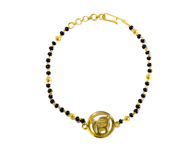 Ek Onkar Sutra Black Bead Bracelet