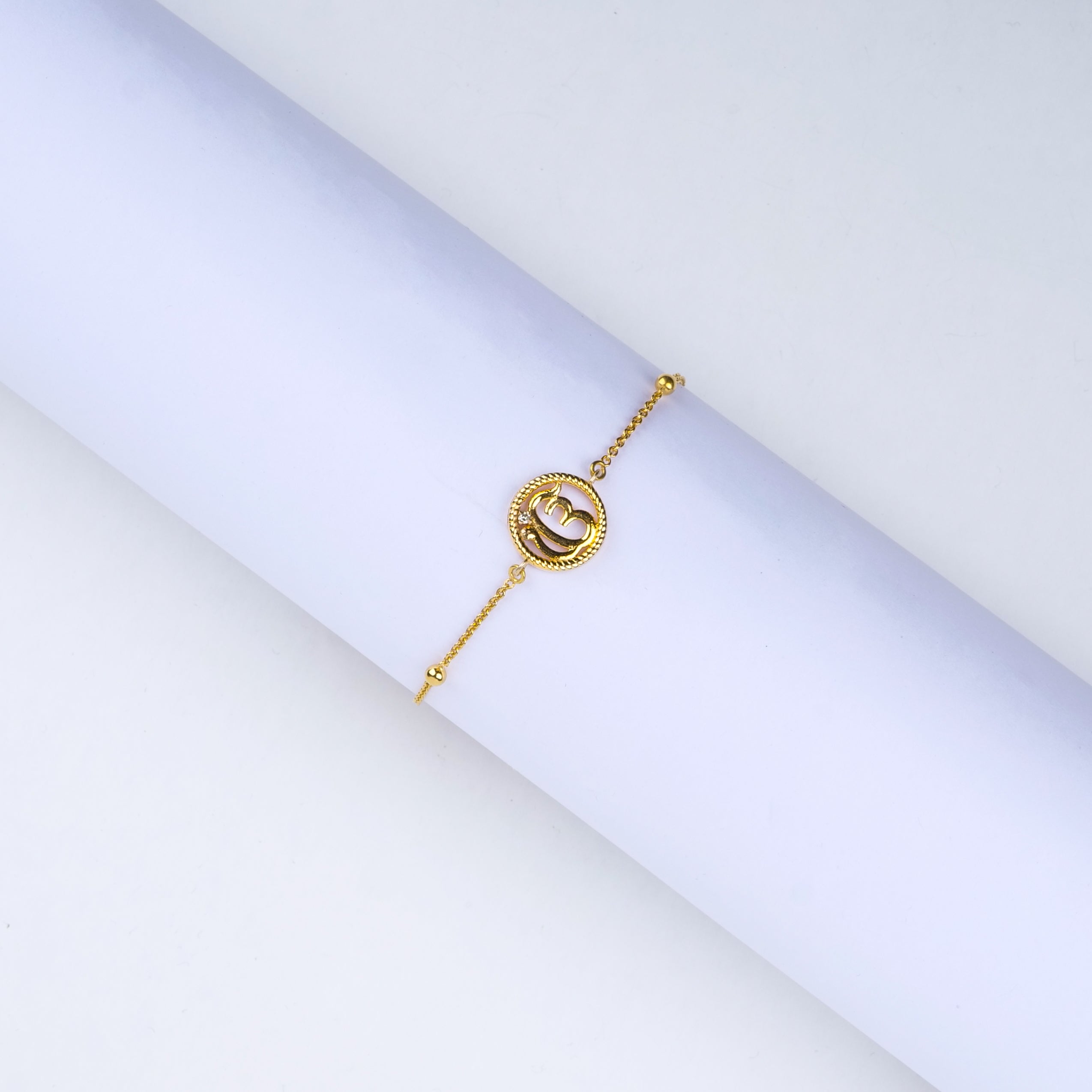 Ek Onkar with Diamond in Gold Chain Bracelet