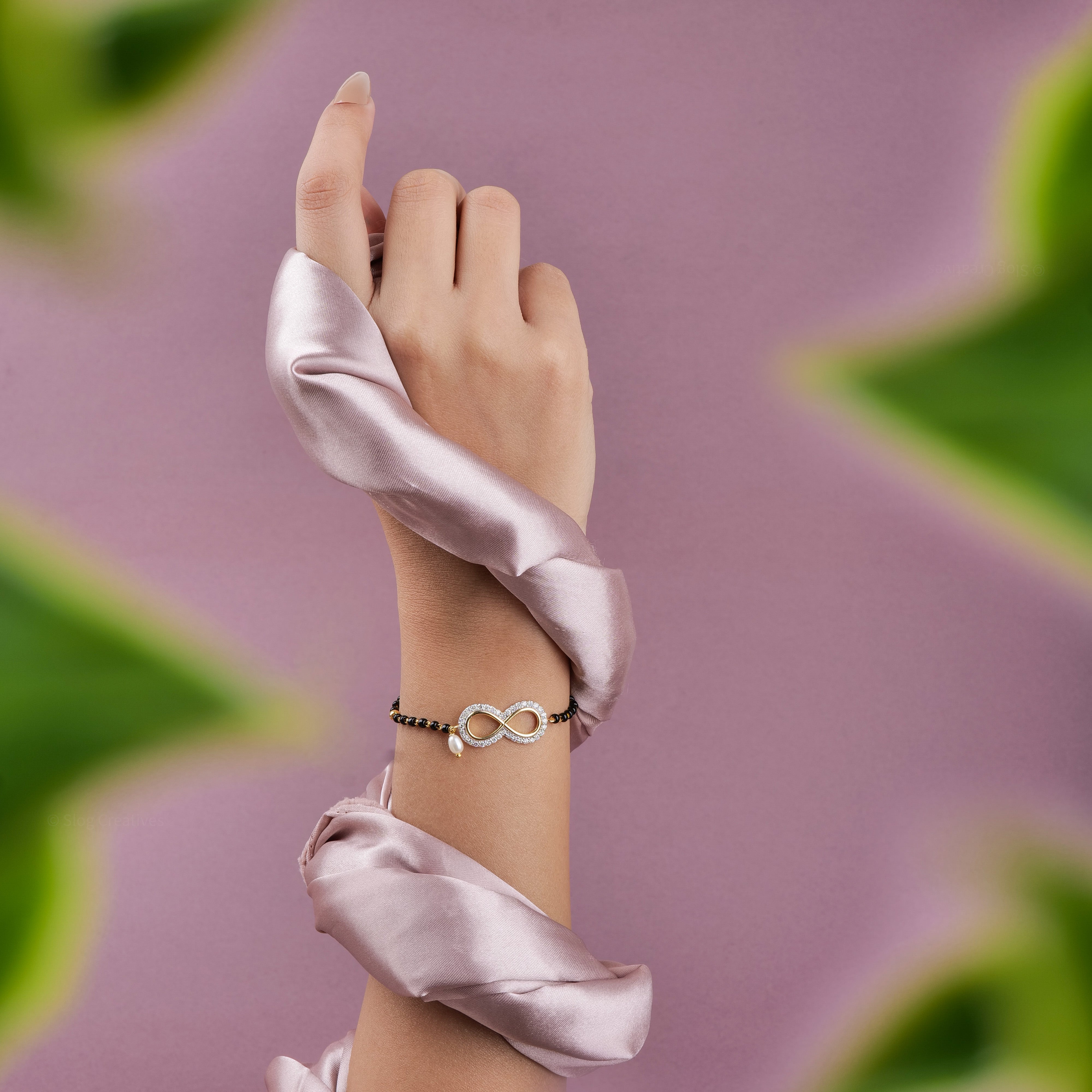 Infinity Diamond Nazariya with Pearl Drop Bracelet