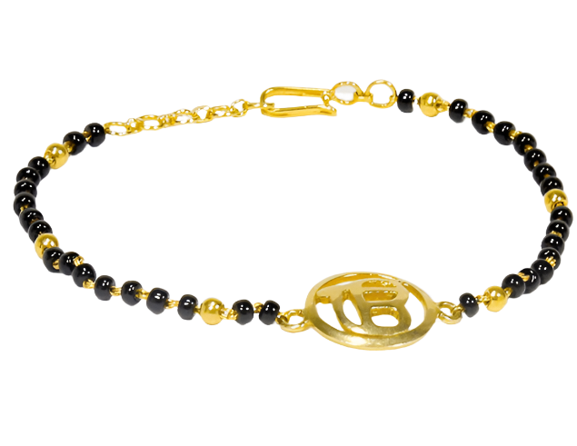 Ek Onkar Sutra Black Bead Bracelet